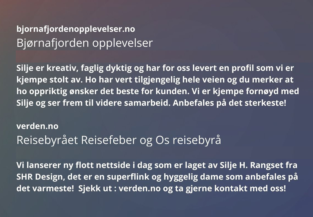 SHR Design - Anbefalinger